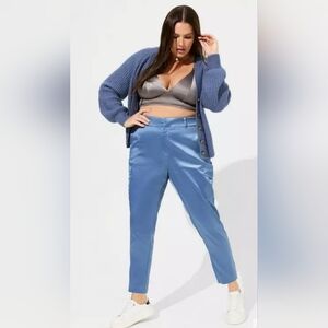 Blue Satin High-Rise Cargo Pants - Women